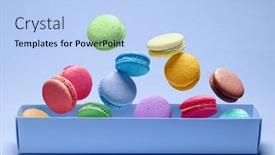  Presentation with sweet - Presentation consisting of colorful-sweet-macarons-or-macaroons background and a light blue colored foreground