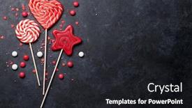 Presentation with sweets - Presentation consisting of dark blue black slate background - colorful sweets lollipops and candies background and a dark gray colored foreground