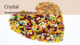  Presentation with heart failure - Slides enhanced with colorful tablets arranged in heart background and a yellow colored foreground