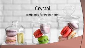  Presentation with light colors steel structure - PPT theme featuring colorful tasty macaroons in glass background and a light gray colored foreground