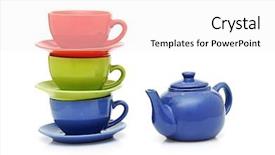  Presentation with tea - Slide set enhanced with colorful tea cups with teapot background and a white colored foreground
