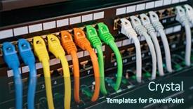  Presentation with data center - Audience pleasing presentation theme consisting of colorful-telecommunication-colorful-ethernet-cables backdrop and a tawny brown colored foreground