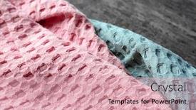  Presentation with colorful fabric - Amazing presentation theme having colorful textile on grey background fabric texture backdrop and a coral colored foreground