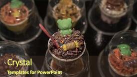  Presentation with thai dessert - Slides enhanced with colorful thai dessert cupcakes at the food market background and a tawny brown colored foreground