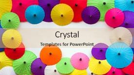  Presentation with thai - PPT layouts consisting of colorful thai traditional handmade umbrellas background and a yellow colored foreground