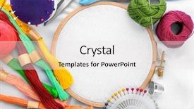  Presentation with threads fabric - Slide set having colorful threads and embroidery hoop background and a white colored foreground