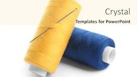  Presentation with needle - Audience pleasing PPT theme consisting of colorful-threads-and-needle backdrop and a blonde colored foreground