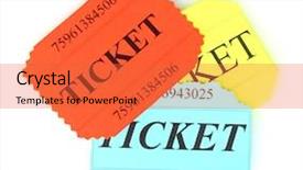  Presentation with bright colorful candy isolated - Audience pleasing presentation theme consisting of theater free - colorful tickets isolated on white backdrop and a red colored foreground