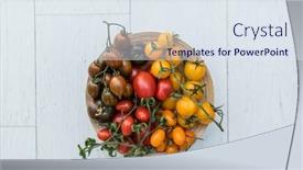  Presentation with colorful - Presentation design enhanced with colorful-tomatoes-on-the-wooden background and a sky blue colored foreground