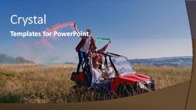  Presentation with driving road - Audience pleasing slides consisting of colorful-torches-while-driving backdrop and a teal colored foreground