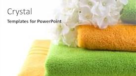  Presentation with white flowers - Presentation theme featuring colorful-towels-and-flowers-isolated background and a white colored foreground