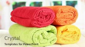  Presentation with colorful - PPT theme featuring colorful-towels-on-wooden-table background and a blonde colored foreground
