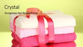  Presentation with ribbon green - Presentation theme having colorful towels with ribbon on green background background and a blonde colored foreground