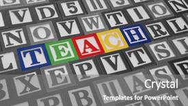  Presentation with teach - PPT theme featuring colorful-toy-blocks-spelling-out background and a gray colored foreground