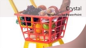  Presentation with groceries cart - Presentation theme featuring colorful toy shopping cart filled background and a lemonade colored foreground