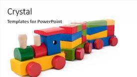  Presentation with toy - Beautiful presentation theme featuring colorful toy train isolated backdrop and a white colored foreground