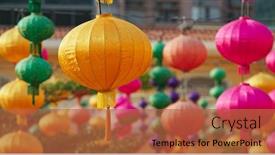  Presentation with chinese new year lunar - Audience pleasing slide set consisting of colorful traditional chinese style lantern hanging outdoor for lunar new year backdrop and a red colored foreground