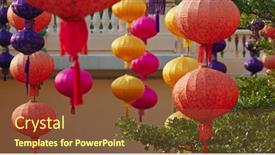  Presentation with lantern chinese - Audience pleasing PPT theme consisting of colorful-traditional-chinese-style-lantern backdrop and a tawny brown colored foreground