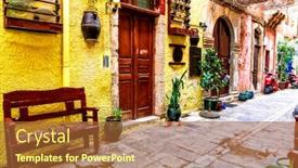  Presentation with crete island - Slide deck with colorful-traditional-greece-series-narrow background and a red colored foreground