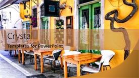  Presentation with crete island - PPT theme consisting of colorful-traditional-greece-series background and a coral colored foreground