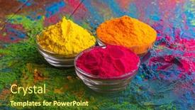  Presentation with indian festival - Cool new PPT layouts with colorful-traditional-holi-powder backdrop and a tawny brown colored foreground