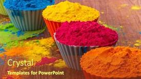  Presentation with holi festival - Audience pleasing PPT theme consisting of colorful-traditional-holi-powder backdrop and a tawny brown colored foreground