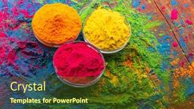  Presentation with indian festival - Slide set with colorful-traditional-holi-powder background and a tawny brown colored foreground