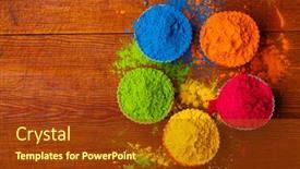  Presentation with indian festival - Slide set featuring colorful-traditional-holi-powder background and a tawny brown colored foreground