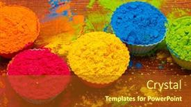  Presentation with holi festival - Colorful presentation theme enhanced with colorful-traditional-holi-powder backdrop and a tawny brown colored foreground