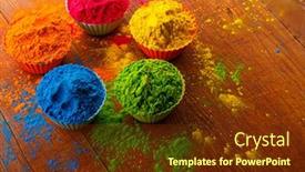  Presentation with indian festival - Colorful presentation theme enhanced with colorful-traditional-holi-powder backdrop and a tawny brown colored foreground