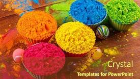  Presentation with indian festival - Audience pleasing slide set consisting of colorful-traditional-holi-powder backdrop and a tawny brown colored foreground
