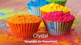  Presentation with holi festival - PPT theme enhanced with colorful-traditional-holi-powder background and a crimson colored foreground