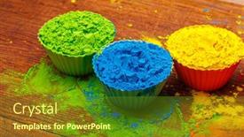  Presentation with indian festival - Presentation theme featuring colorful-traditional-holi-powder background and a tawny brown colored foreground