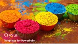  Presentation with holi festival - PPT theme having colorful-traditional-holi-powder background and a tawny brown colored foreground