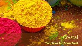  Presentation with indian festival - Presentation theme featuring colorful-traditional-holi-powder background and a tawny brown colored foreground