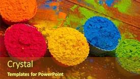  Presentation with indian festival - Presentation theme featuring colorful-traditional-holi-powder background and a tawny brown colored foreground