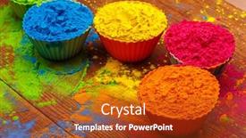  Presentation with indian festival - Beautiful presentation design featuring colorful-traditional-holi-powder backdrop and a crimson colored foreground