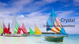  Presentation with sailing - Beautiful presentation theme featuring colorful traditional mauritian wooden boat backdrop and a light blue colored foreground