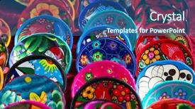  Presentation with ceramics - Audience pleasing presentation theme consisting of colorful traditional mexican ceramics backdrop and a ocean colored foreground