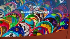  Presentation with ceramics - Presentation theme enhanced with colorful traditional mexican ceramics background and a ocean colored foreground