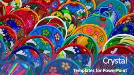  Presentation with ceramics - Presentation theme consisting of colorful traditional mexican ceramics background and a ocean colored foreground