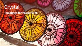  Presentation with factory - Theme having colorful-traditional-parasols-handmade background and a tawny brown colored foreground