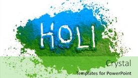  Presentation with holi - Audience pleasing presentation design consisting of colorful-traditional-powder-with-holi backdrop and a seafoam green colored foreground