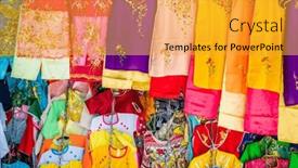  Presentation with clothes shop - Slide deck featuring colorful-traditonal-vietnamese-clothes background and a  colored foreground