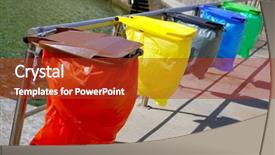  Presentation with recycling - Slides with colorful trash separation recycling bag background and a crimson colored foreground
