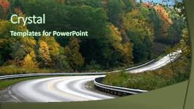  Presentation with forest road - PPT theme consisting of colorful trees in allegheny background and a tawny brown colored foreground