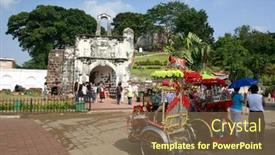  Presentation with fort - PPT layouts with colorful-trishaws-in-front background and a violet colored foreground