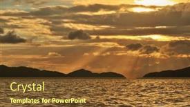  Presentation with tropical - PPT theme featuring colorful-tropical-sunset-at-sea background and a tawny brown colored foreground