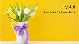  Presentation with tulip - Slides with colorful-tulip-flowers-bouquet background and a yellow colored foreground