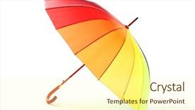 Presentation with umbrella - Audience pleasing PPT layouts consisting of colorful umbrella isolated on white backdrop and a cream colored foreground